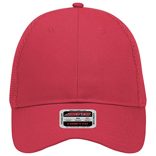 OTTO Cotton Twill w/Polyester 6 Panel Low Profile Air Mesh Baseball Cap - color: Red