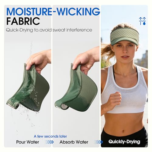 AUSFLUG Sun Visor Hat Men Women - Moisture Wicking Lightweight Sports Cap - color: Army Green
