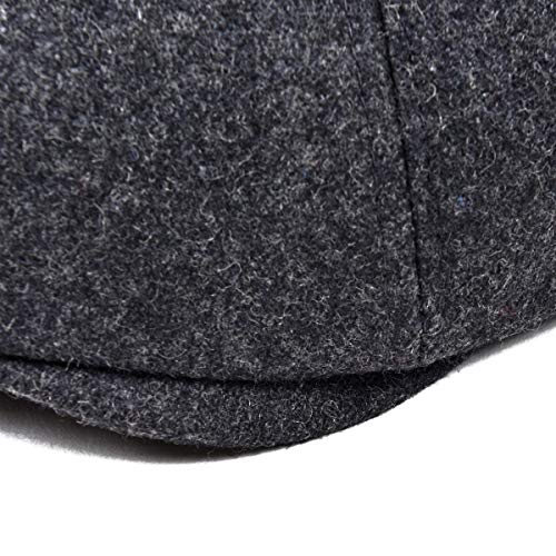 VOBOOM Men Wool Blend 8 Panel Newsboy Cap Tweed Hat - color: Grey