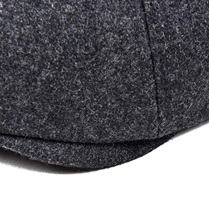 VOBOOM Men Wool Blend 8 Panel Newsboy Cap Tweed Hat - color: Grey