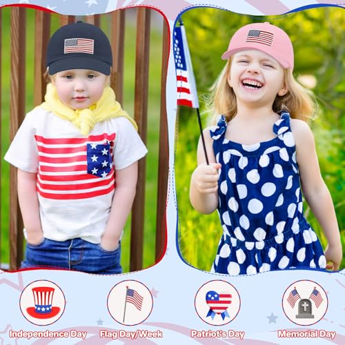 qikqik Baby Baseball Cap Toddler Baseball Hat Baby Ball Cap Toddler Hats for Boys Girls Cotton Infant Caps Kids Trucker Hat - color: Pink With Usa Red/White/Blue Flag, size: 6-24 Months