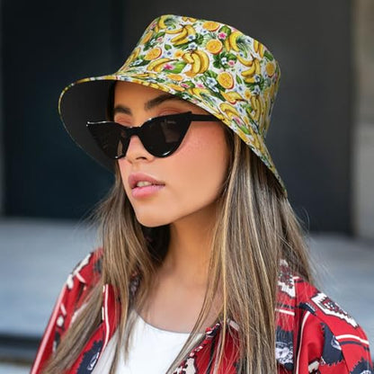 Bucket Hat for Men Women Packable Sun Hats Fisherman Outdoor Summer Travel Hiking Beach Caps - color: Banana