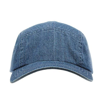 Washed Cotton Twill Five Panel Adjustable Camper Caps - color: Denim Blue
