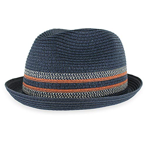 Belfry Men/Women Summer Straw Pork Pie Trilby Fedora Hat in Blue, Tan, Black - color: Daxblknavy, size: X-Large