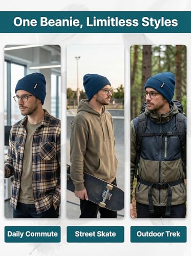 Beanie for Men Women Unisex Winter Hat Cuffed Thick Knitted Beanies Skull Cap - color: Royal Blue