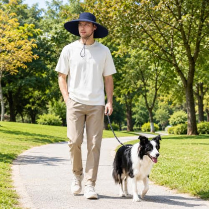 Wide Brim Sun Hat for Men Women UV Protection Bucket Fishing Hats - color: Navy Solid