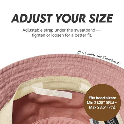 Hot Summer Bucket Hat - Trendy Cotton Sun Hat for Beach, Golf, Fishing - color: Dusty Rose