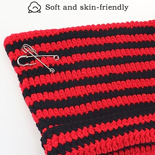 XYIYI Crochet Hats for Women Fox Knit Hat with Pompoms Grunge Goth Accessories Slouchy Beanies for Women Girls - color: Black Red