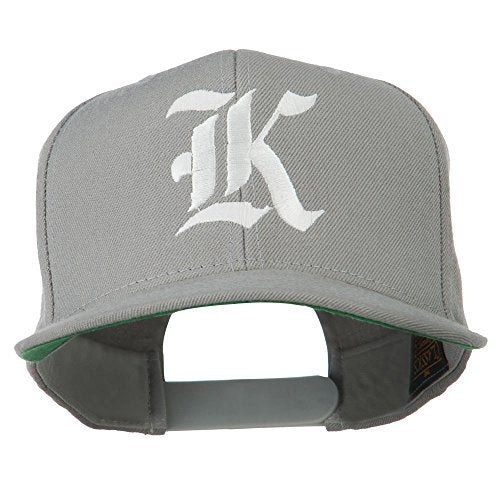 Old English K Embroidered Flat Bill Cap - color: Silver