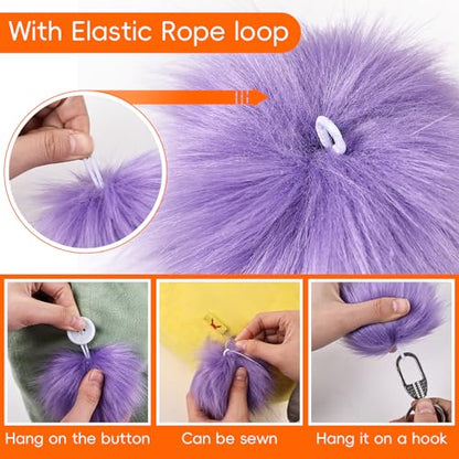 24 Pcs 2.8 Inch Faux Fur Pom Poms for Hats with Elastic Loop - color: Bright Color-24PCS