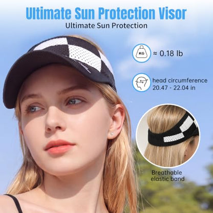 Sun Visor Hats, Wide Brim Sun Hats with UV Protection, Knitted Running Visors for Women - Ponytail Friendly, Quick Drying - color: 6pc-2