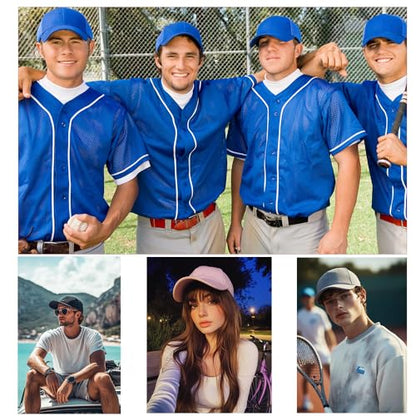 ZH Plain Adjustable Baseball Cap - Lot of 12 Unisex Blank Design Caps - color: Colour Mixture
