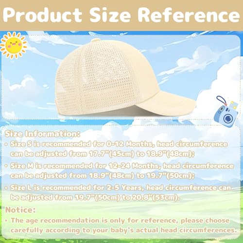 Olreco Baby Baseball Cap Toddler Baseball Hat with Mesh Infant Hat for Baby Boy Hats Toddler Ball Cap Kids Trucker Hats Girls - color: Beige, size: 0-12 Months