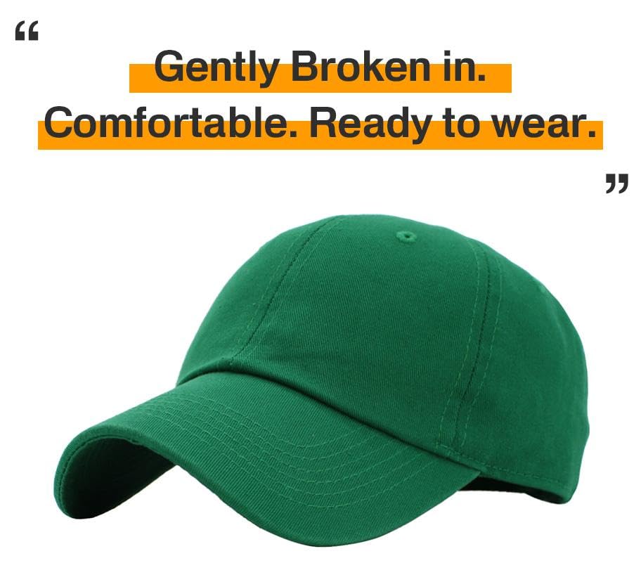 KBETHOS Classic Unisex Cotton Adjustable Low Crown Baseball Cap – Plain Dad Hat - color: Kelly Green
