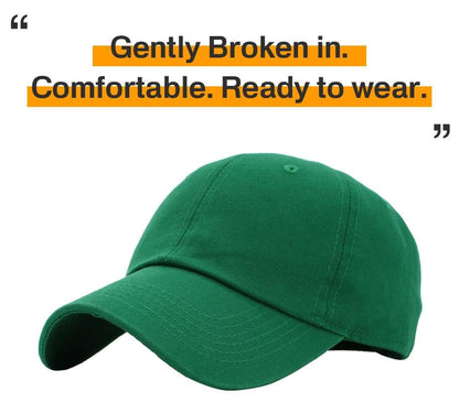 KBETHOS Classic Unisex Cotton Adjustable Low Crown Baseball Cap – Plain Dad Hat - color: Kelly Green