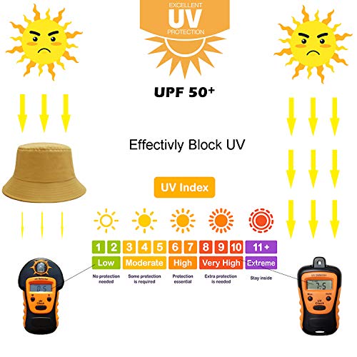 Bucket Hat for Women Men, Reversible Cotton Summer Sun Beach Cap Solid Color Style - color: A-apricot