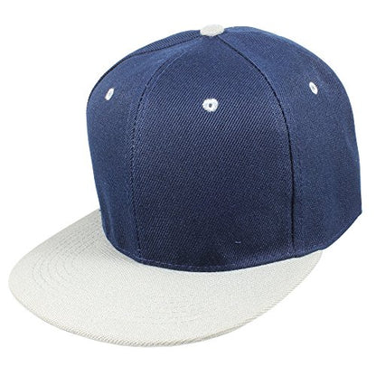 Gelante Plain Blank Flat Brim Adjustable Snapback Baseball Caps LOT 6 Pack - color: Navy/Grey