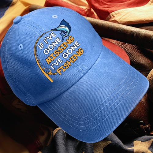 Fishing Adjustable Cotton Baseball Cap, Funny Trucker Hat Gift for Men Women Grandpa Dad Fishing Lover Fisherman - color: Blue