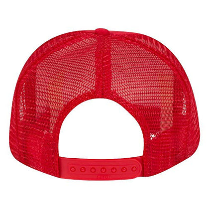 OTTO Polyester Foam Front Youth 5 Panel High Crown Trucker Hat - color: Red