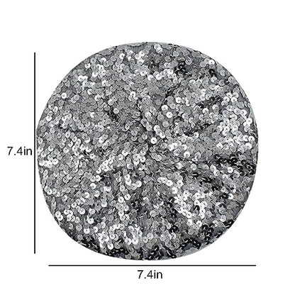 JUMISEE Sparkly Sequin Berets for Women Girls Fashion Beanie Hat Costume Accessories for Festival Party Dance - color: Silver