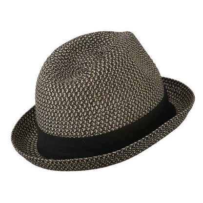 Men's Fedora with Paper Straw Braid - color: Black Grey, size: Large