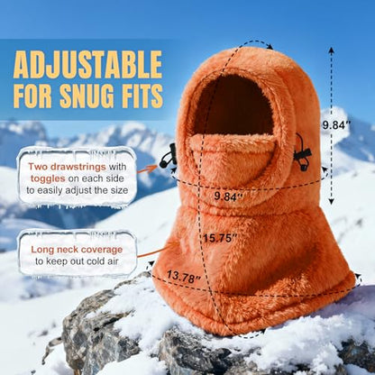 Ski Mask Kids Balaclava, Winter Ski Face Mask Cover, Fleece Hats for Kids - color: Orange