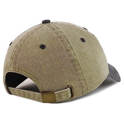 Trendy Apparel Shop Dad Embroidered Pigment Dyed Low Profile Cotton Cap - color: Khaki Black
