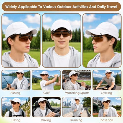 DEECOZY Outdoor Polarized Sunglasses, Fishing Cycling Traveling Flip Cover UV Protection Sunglasses That Can Clip on the Cap - color: Brown