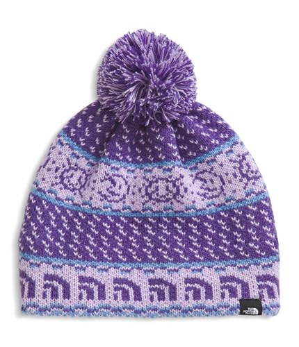 THE NORTH FACE Kids' Cabin Ski Tuke | Winter Hat With Novelty Jacquard Graphic, Sustainable Fabric, Removable Pom - color: Lite Lilac Jacquard