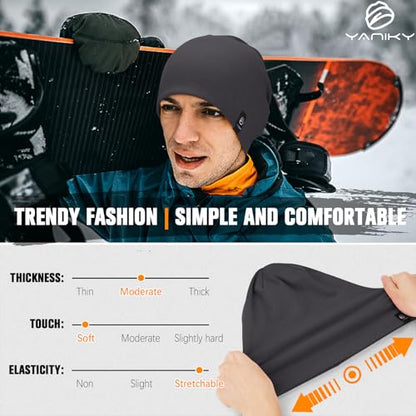YANIKY Slouchy Beanie for Women, Mens Soft Cotton Beanie Hat, Double Layer Windproof Skull Cap for All Seasons - color: Dark Grey