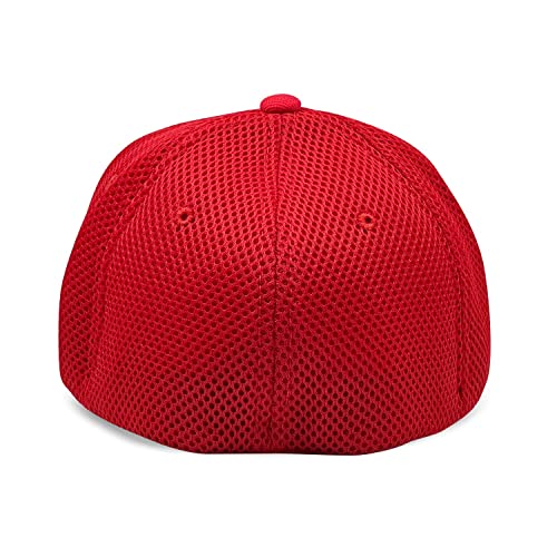 [2 Pack] Hybrid Stretch-Fitted Trucker Cap, Baseball Cap with Air Mesh - color: 2pk Red (Air Mesh), size: Large-X-Large