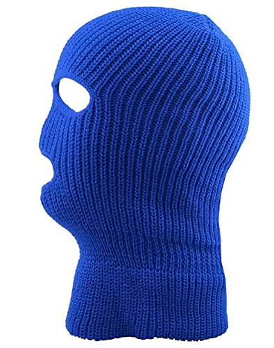 Ski Mask Knit Three Hole Mask Full Face Cover Knitted Balaclavas Warm Hat Adult Winter Hats - color: Royal Blue