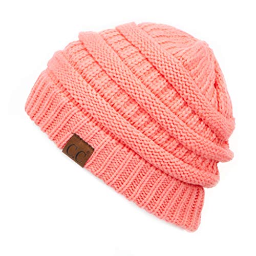 C.C Exclusives Cable Knit Beanie - Thick, Soft & Warm Chunky Beanie Hats - color: Coral