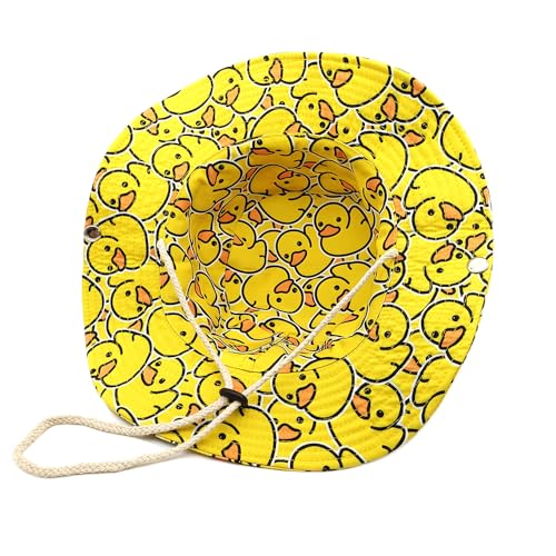 Sun Bucket Hat for Men Women Fishing Beach Safari Trendy Cotton Cowboy Cap for Golf Hiking Hunting Outdoor Boonie - color: Duck Yellow
