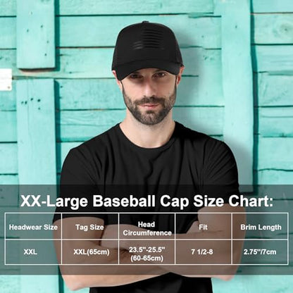 Oversize XXL American Flag Trucker Hat - color: Black, size: XX-Large
