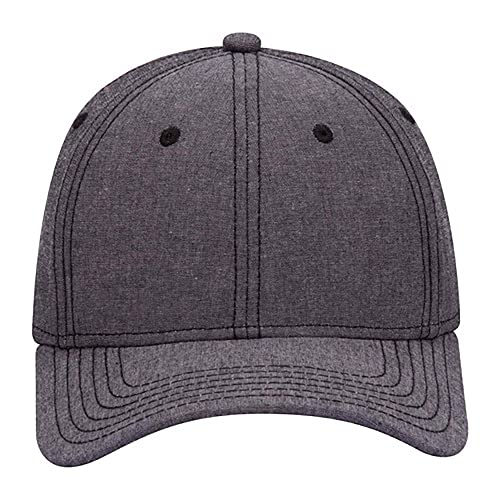 Ashen Fane 6 Panel Structured Low Profile Superior Cotton Twill Basic Baseball Hat - color: Chambray Black
