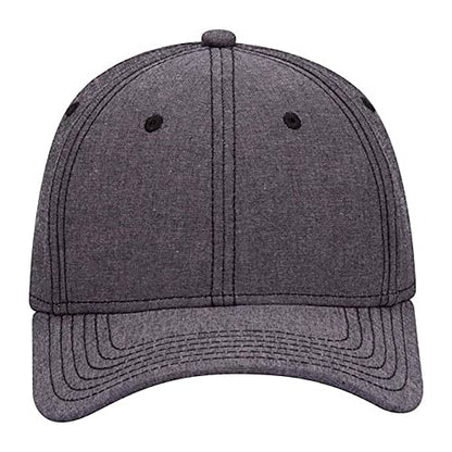 Ashen Fane 6 Panel Structured Low Profile Superior Cotton Twill Basic Baseball Hat - color: Chambray Black
