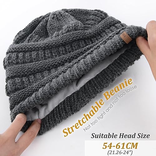 FURTALK Winter Hats for Women Fleece Lined Knit Beanie Hats Slouchy Warm Beanies Ski Skull Cap - color: Deep Grey
