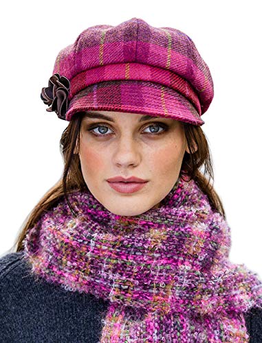 Newsboy Hat for Women's Cap 8 Panel Wool Made in Ireland - color: Red Plaid