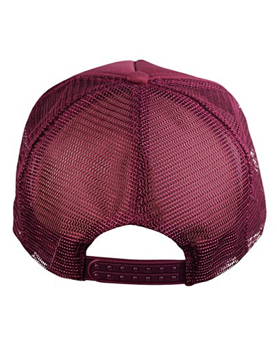 NYFASHION101 Plain Mesh Trucker Hat - Breathable 6-Panel Daily Snapback Cap, Customizable Ideal for DIY Embroidery & Patches - color: Maroon