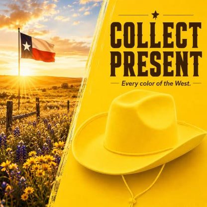 COLLECT PRESENT Plain Felt Cowboy & Cowgirl Hat for Men and Women | Western Studded Cowboy Hat in Adult Sizes - color: Yellow