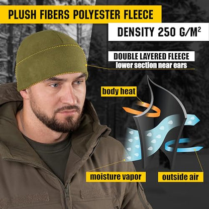 M-Tac Elite Fleece Watch Cap - Military Tactical Beanie Hat Winter Skull Cap - color: Army Olive, size: Medium