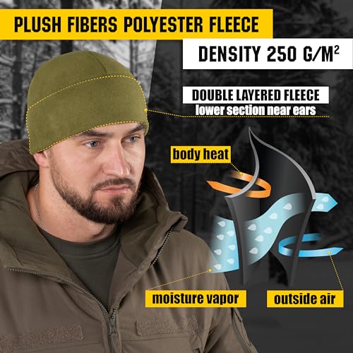 M-Tac Elite Fleece Watch Cap - Military Tactical Beanie Hat Winter Skull Cap - color: Army Olive, size: Large
