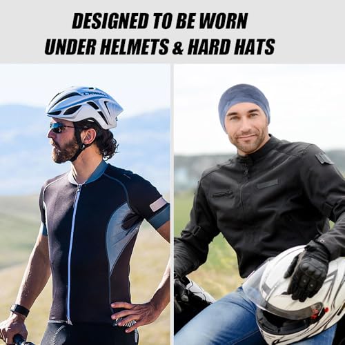 WTACTFUL Cooling Breathable Skull Cap Men Women, Sweat Wicking 1-2-4 Pack - color: Black + Camo Blue
