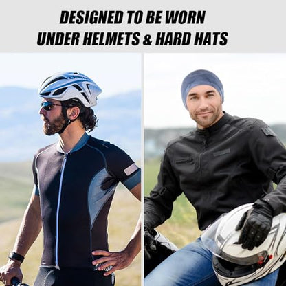 WTACTFUL Cooling Breathable Skull Cap Men Women, Sweat Wicking 1-2-4 Pack - color: Black + Camo Blue