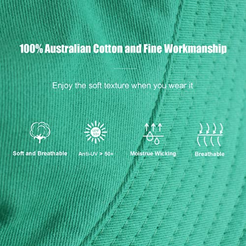 Bucket Hat for Women Men, Reversible Cotton Summer Sun Beach Cap Solid Color Style - color: A-green