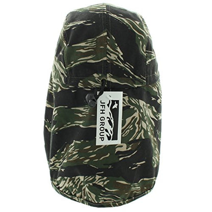 JFH 4 Panel Adjustable Outdoors Fishing Cap with Ear and Neck Flap Sun Cover Unisex - color: Tiger Camo
