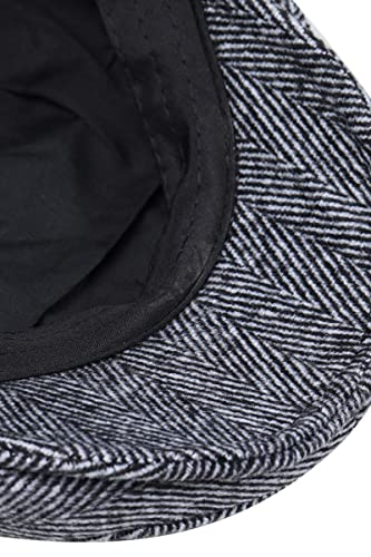BABEYOND Men's Flat Cap Newsboy Hats Herringbone Tweed Cabbie Hats for Men 1920s Ivy Irish Driving Hats Gatsby Hat - color: Gray, size: Small-Medium