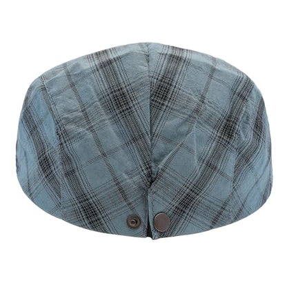 ZLYC Men Summer Flat Cap Scally Ivy Gatsby Newsboy Beret Driver Hat - color: Plaid Blue