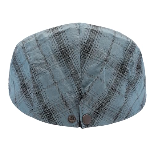 ZLYC 남성용 여름 플랫 캡 Scally Ivy Gatsby Newsboy Beret Driver Cabbie 사냥 모자 - color: 격자 무늬 블루